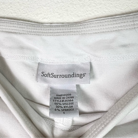 Soft Surroundings Pants Size Small White Stretchy Comfy Fit Elastic Waist Lounge - Picture 3 of 9
